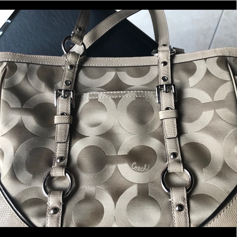 Coach Zip Top Tote Taupe Handbag